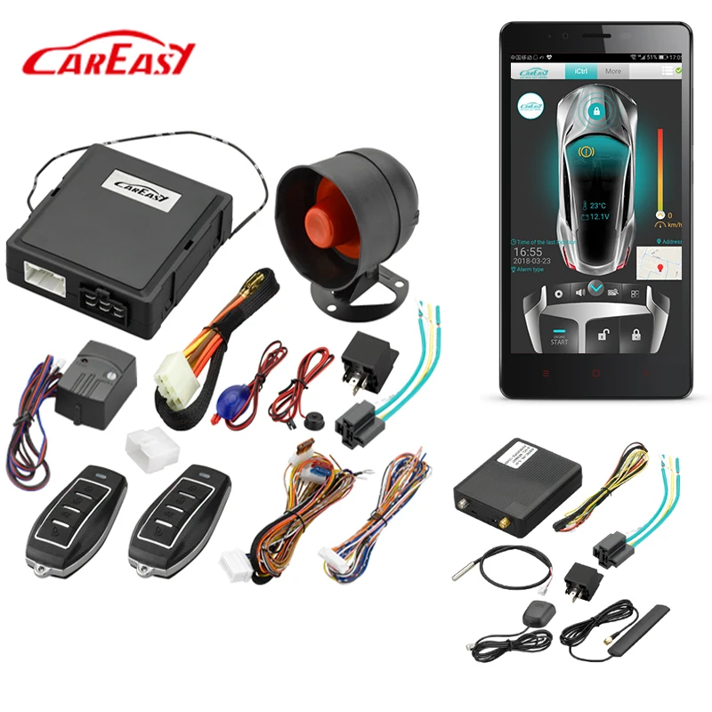 4G GSM/GPS  Smartphone APP 2-Way Car Alarm with Remote Start Function for car with mechanical key start