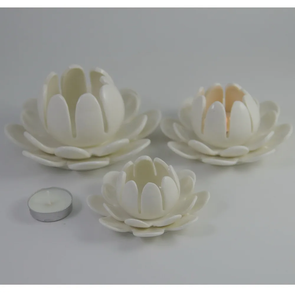 
Hot Sale Pink Color Ceramic Lotus Flower Candle Holder Wholesale 
