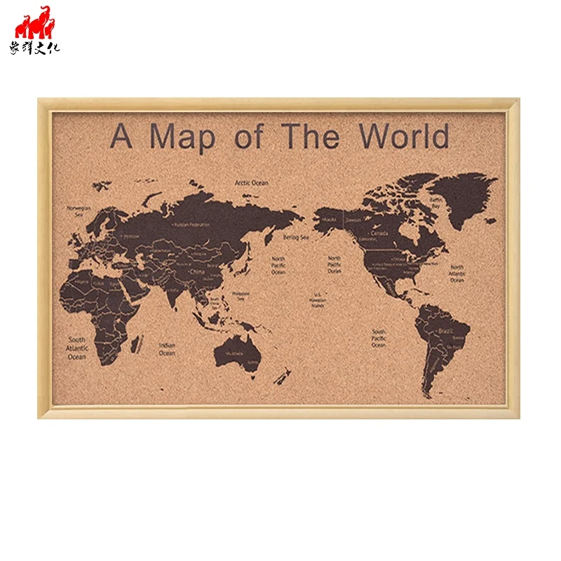 
World map wall decor with color marking pin nail price cheap 