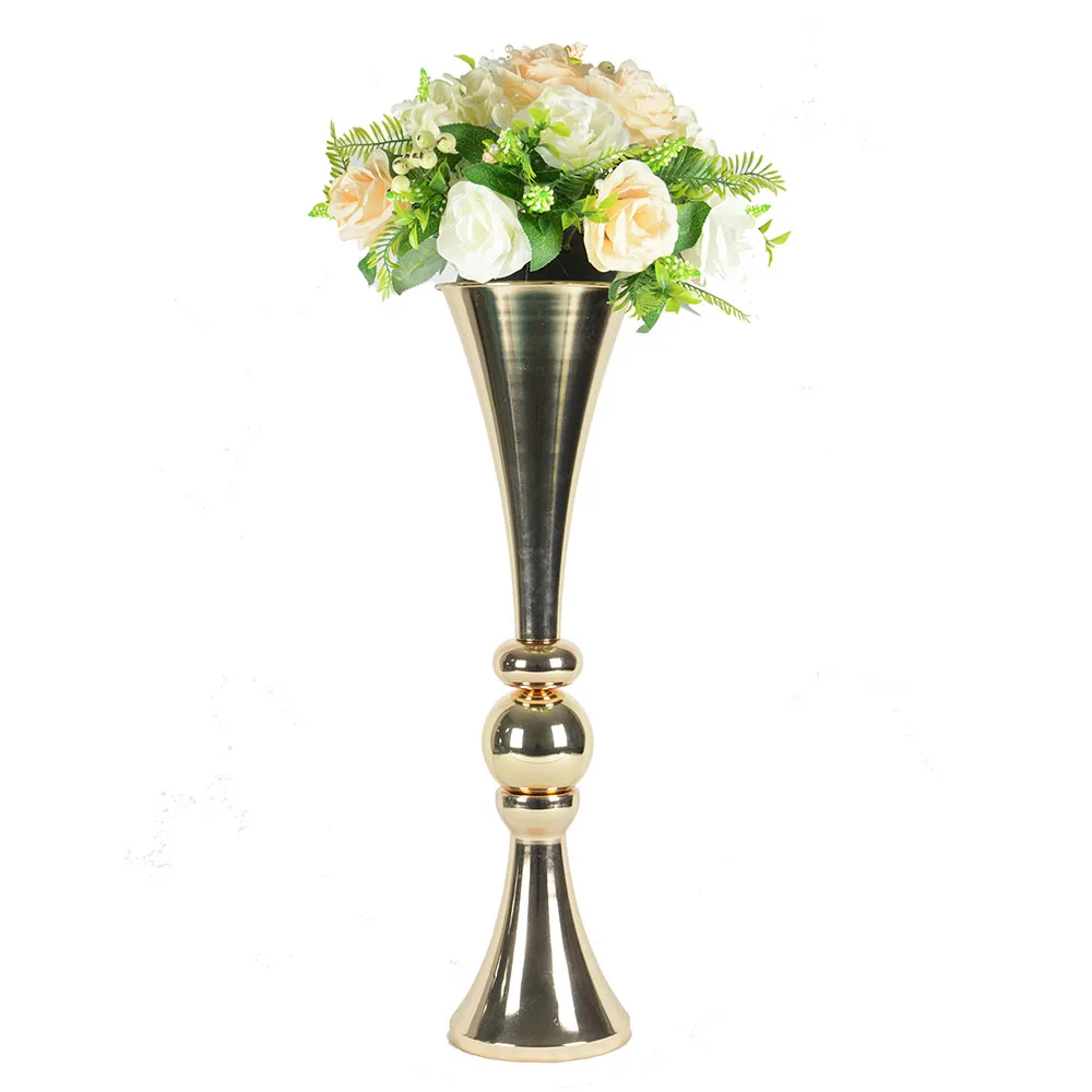 flower vase /big flower vase / wedding decoration Gold Metal flower Vase, Royal Gold Trumpet Vase For Decoration