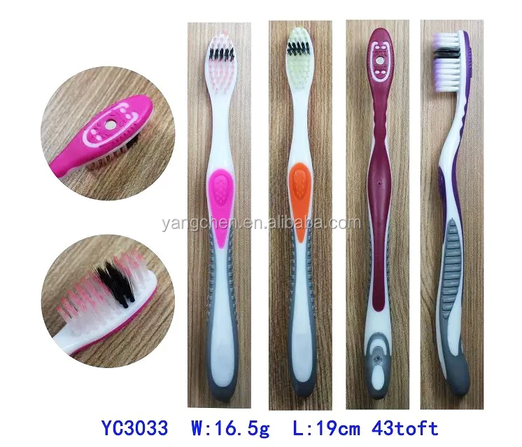 Chinese soft bristled adult toothbrush with tongue cleaner from yangchen factory China supplier