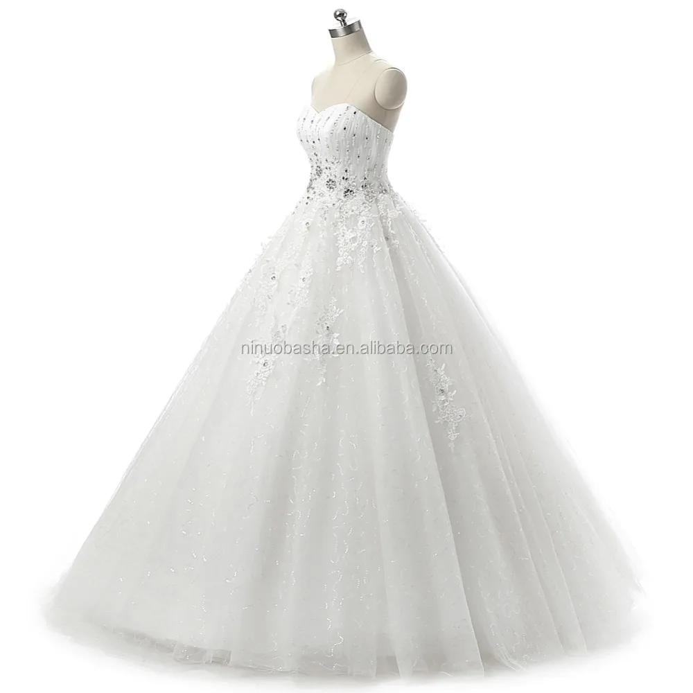 NW1189 Pictures of Latest Wedding Gown Design Venice Appliques Beaded Ball Bridal Dress