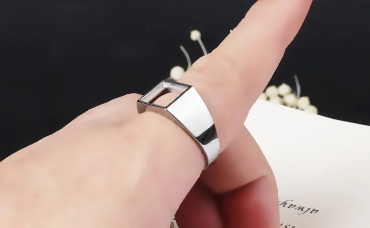 925 Sterling Silver Adjustable Ring Blank For Inlay Jewelry Making Women Square Smooth Empty Rings Base Tray DIY Accessories