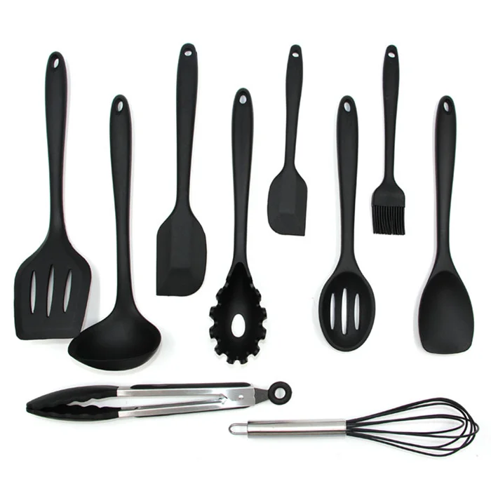 10pcs stainless steel kitchen tool sets food grade silicone cooking utensils set,wholesale silicon kitchen utensil sets