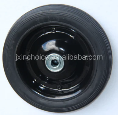 
high quality7 inch solid rubber wheel with black steel hub for cart 