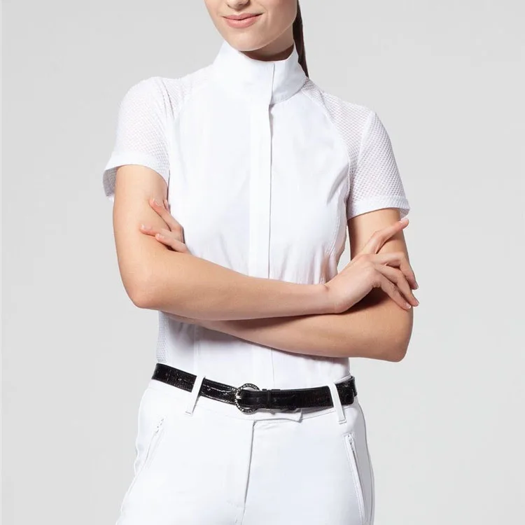 wholesale customize splicing cooling mesh fabric equestrian show shirt