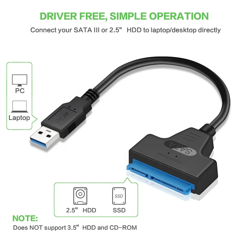  Адаптер SATA III USB 3 0 кабель внешний жесткий диск в последовательный ATA 22-контактный конвертер с UASP для 2 5