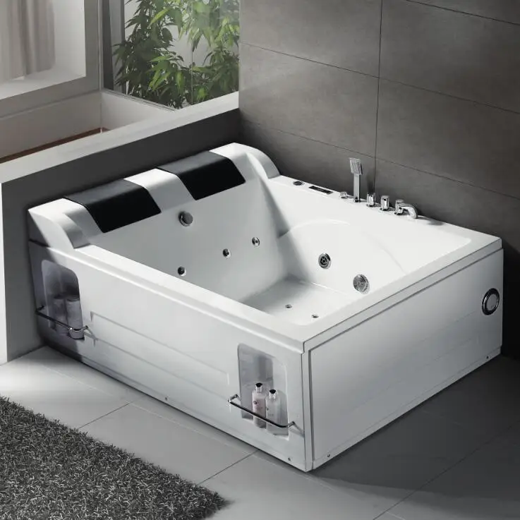 rectangular 2 person big size sex massage hot bathtub with faucets