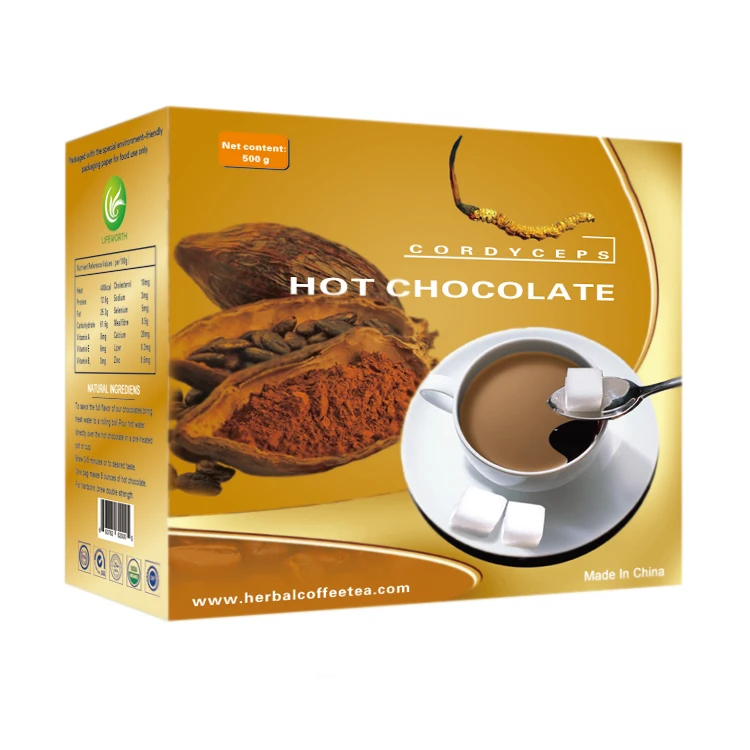 
Lifeworth private label slimming instant cordyceps hot chocolate cocoa beans powder with sample free 