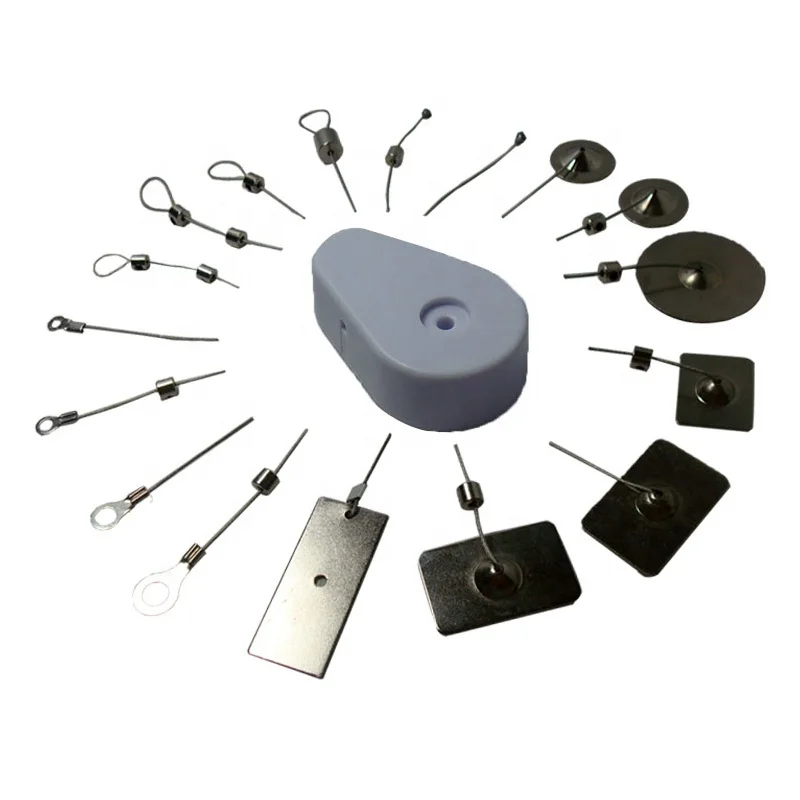 Anti-theft Pull Box Tear Drop Shape with Metal Retractable Metal Security Tether