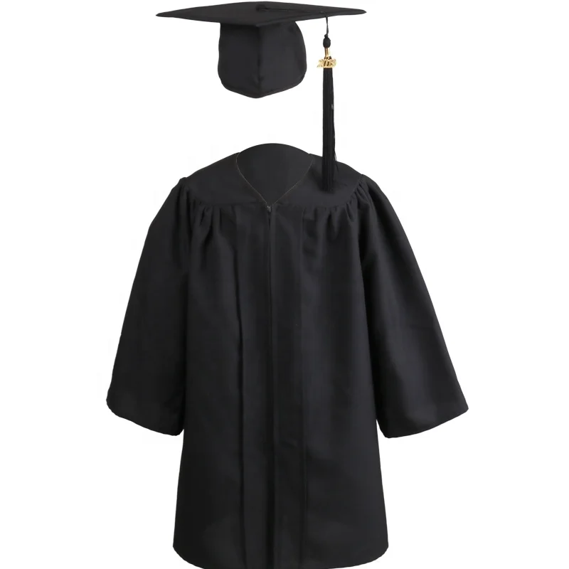 High quality wholesale children  black matte  kindergarten elementary preschool kids graduation gowns