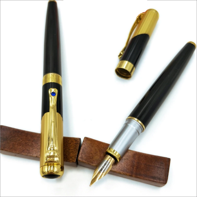 
Black and gold luxury diamond fountain pen medium nib for finance ink pen for writing office school gift 