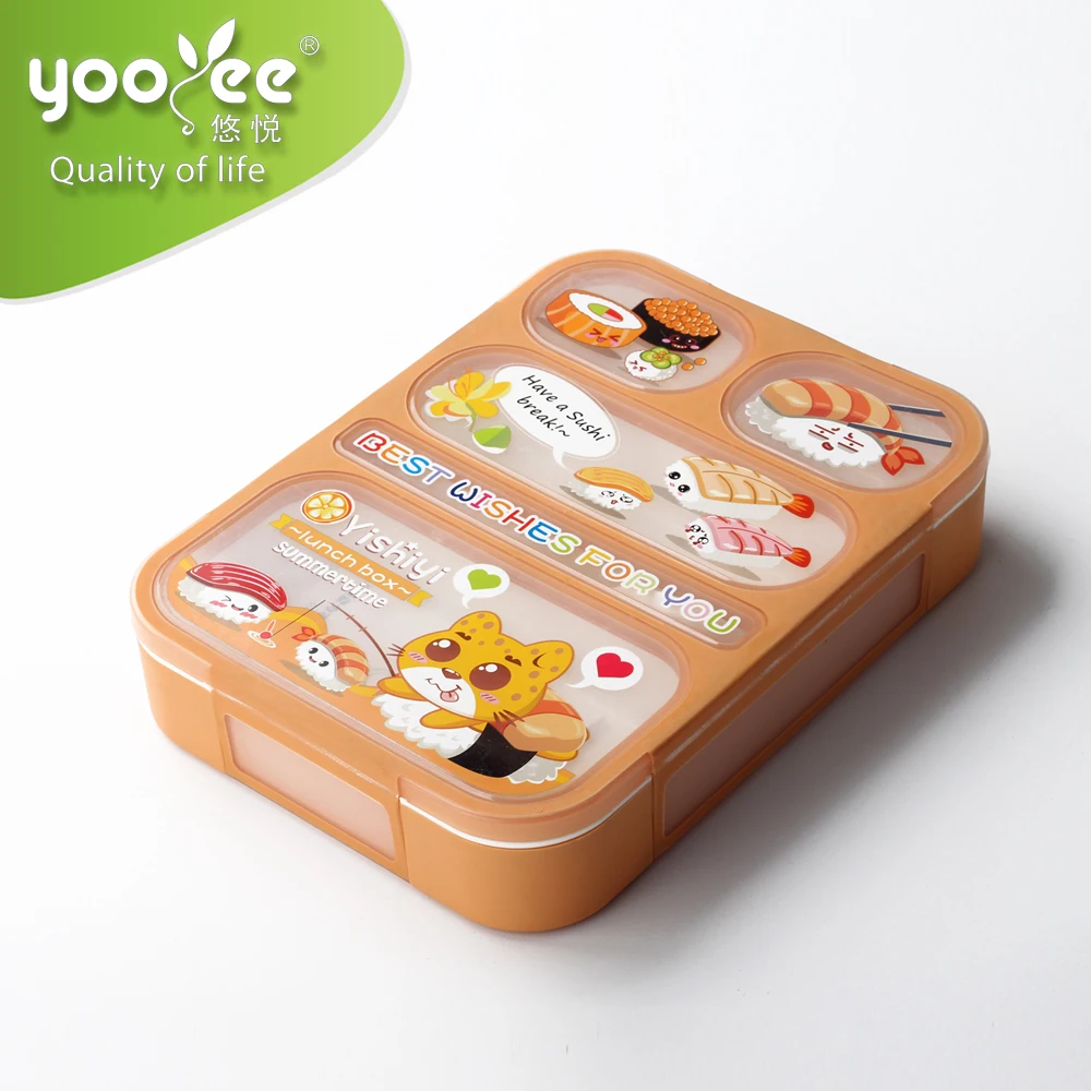 Eco-friendly Leakproof Bento Lunch Box 5 Compartments with Spoon Microwave Safe,BPA Free for Kids