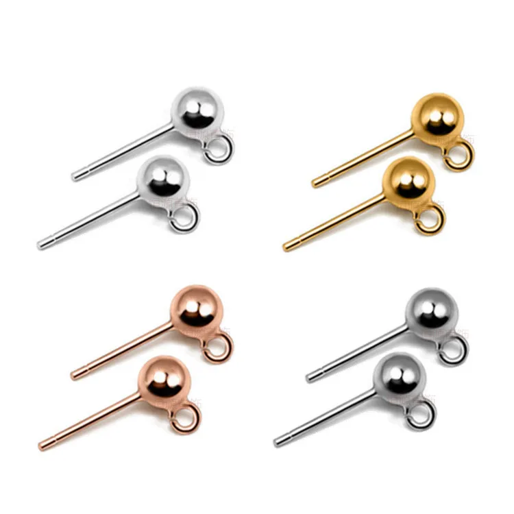 Handmade Jewelry Making Bead Ear Studs Accessories for Bracelet Necklace Pendant  DIY Material 925 Sterling Silver Jewelry