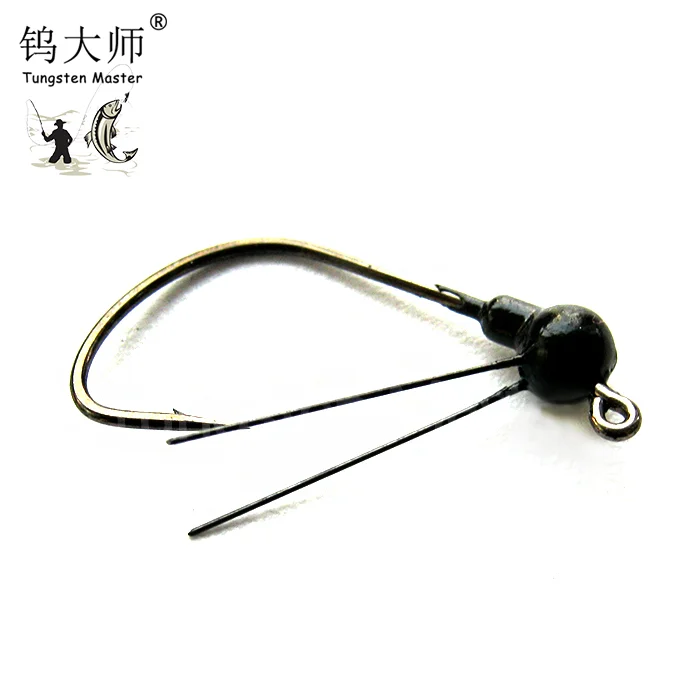 Professional bass fishing wolfram ball jig head, tungsten weight football metal fishing jigheads