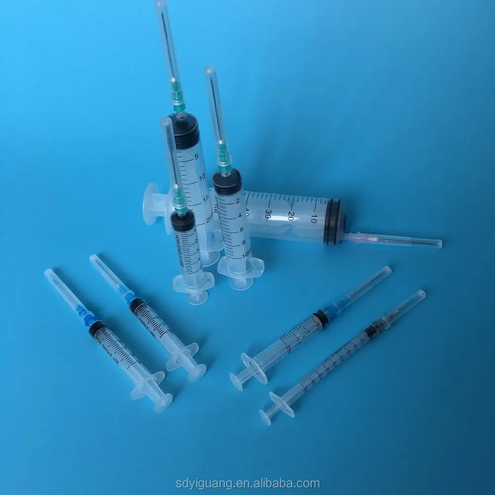 Disposable syringe luer slip with needle 1/2/3/5/10/20/50ml