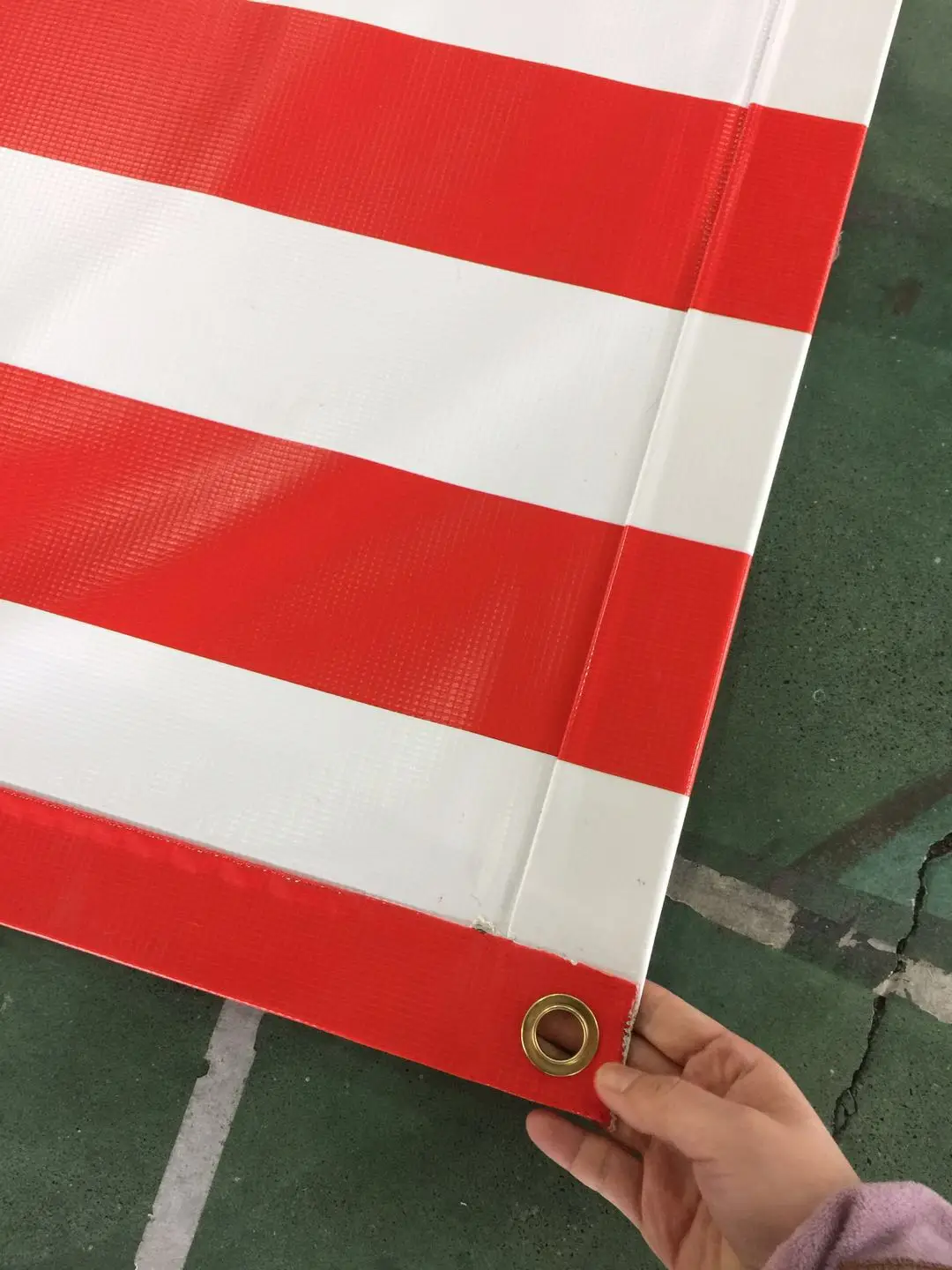 Полиэфирные виниловые водонепроницаемые красные и белые полосы ПВХ брезенты