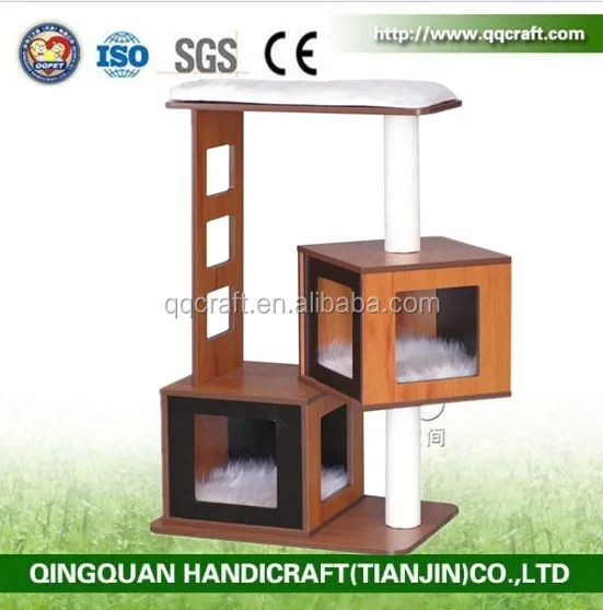QQPET Gold Supplier Wooden Cat Tree / Cat Scratcher / Sisal Cat Tower
