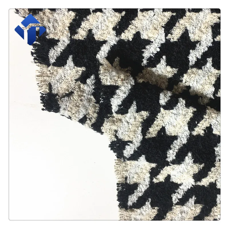 
Wholesale boucle houndstooth tweed jacquard suit fabric for women winter coat 