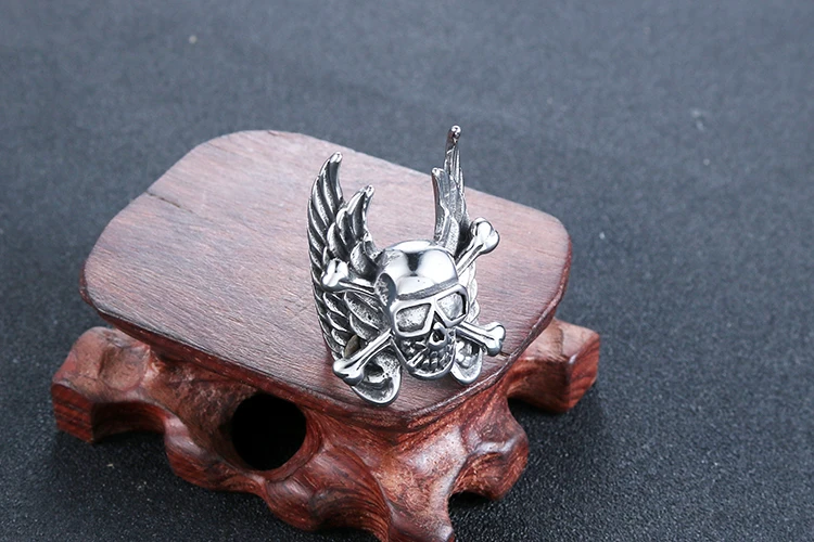 Мужское винтажное байкерское кольцо из нержавеющей стали в стиле панк с черепом крыльями кросс-косточками для женщин