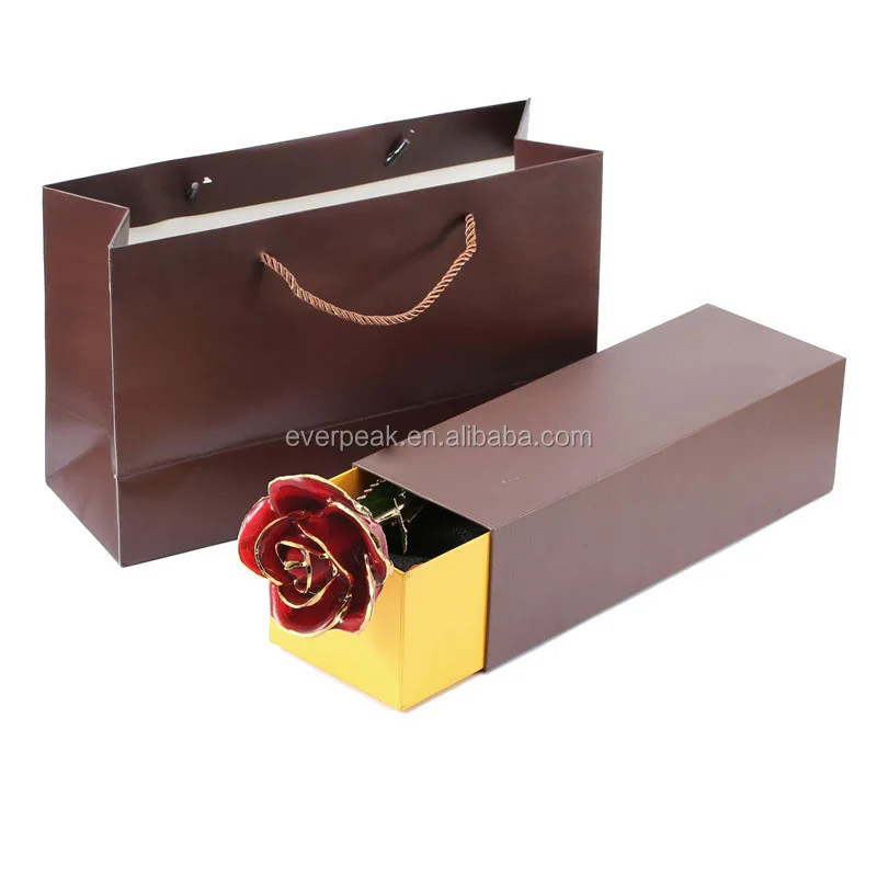 Wholesale Gold Rose With Gift Box and Certificate 24k Gold Plated Real Rose For Valentines Day