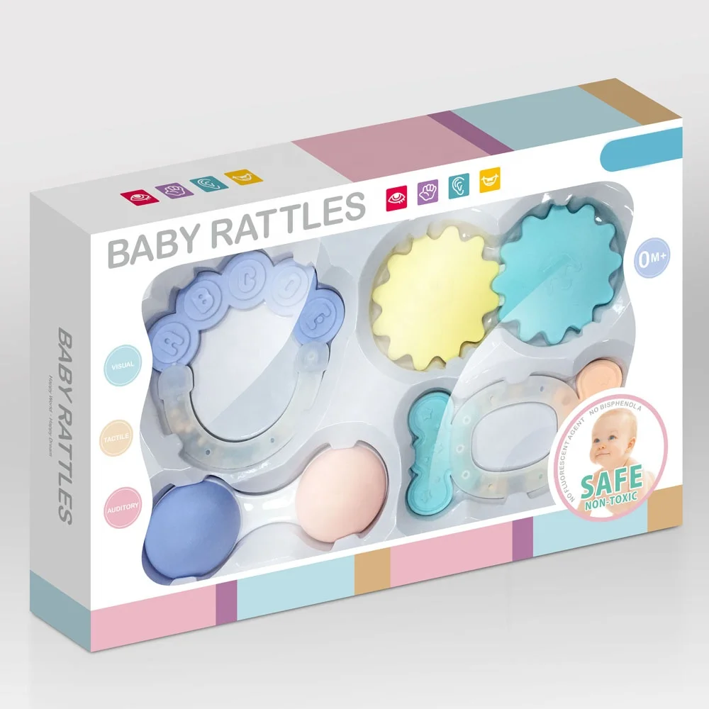 Высокое качество безопасный материал красочные детские погремушки Прорезыватель игрушки