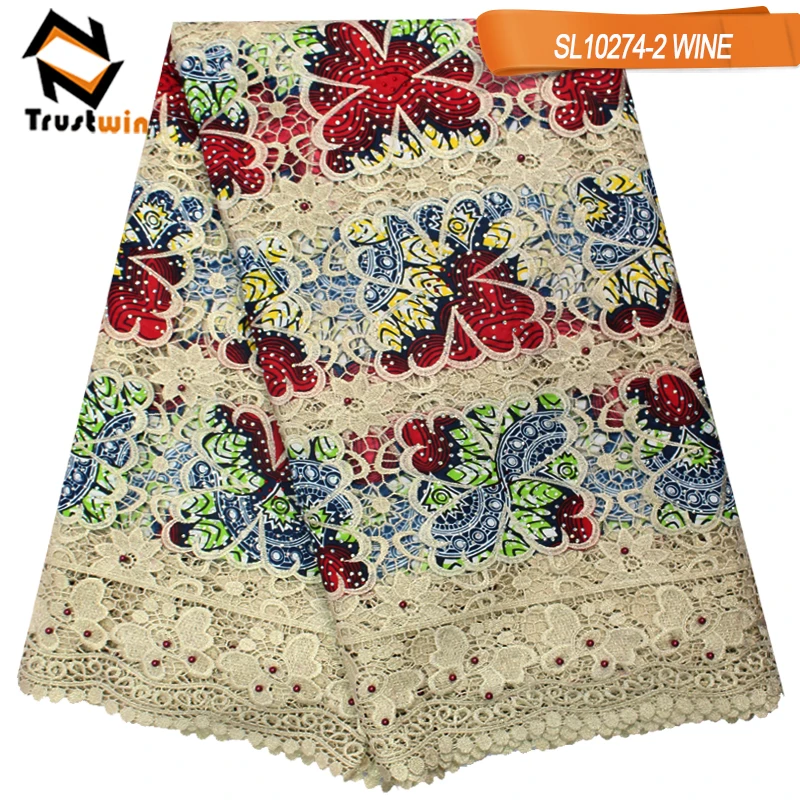 Meilleure Vente Tissu Africain Wax Ankara Cordon Broderie Guipure Dentelle Lace