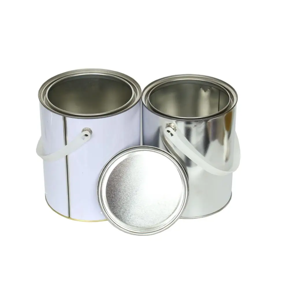 4 liter round tin paint can with lid and plastic handle, paint bucket china supplier
