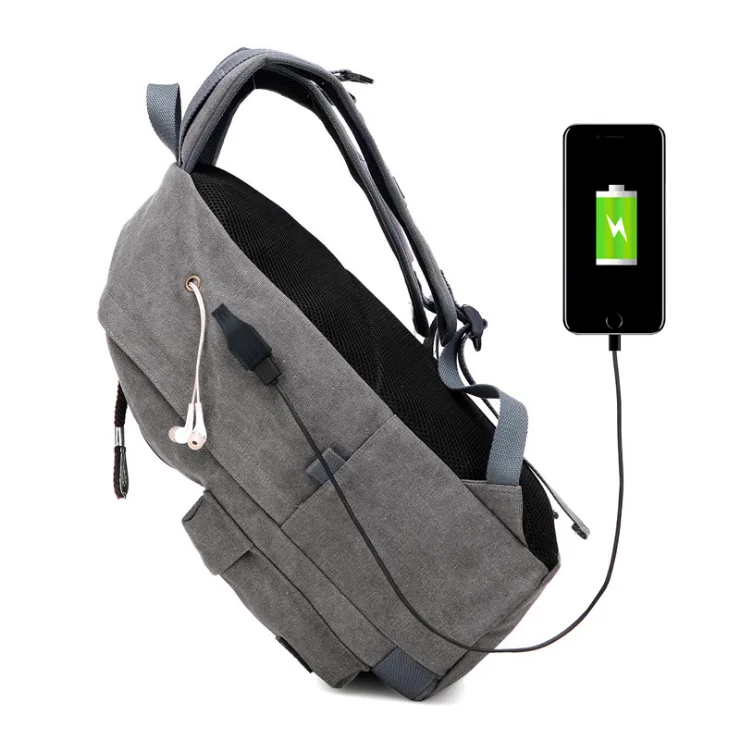 
Wisdom Hill High quality backpack daily canvas rucksack with USB charge port 