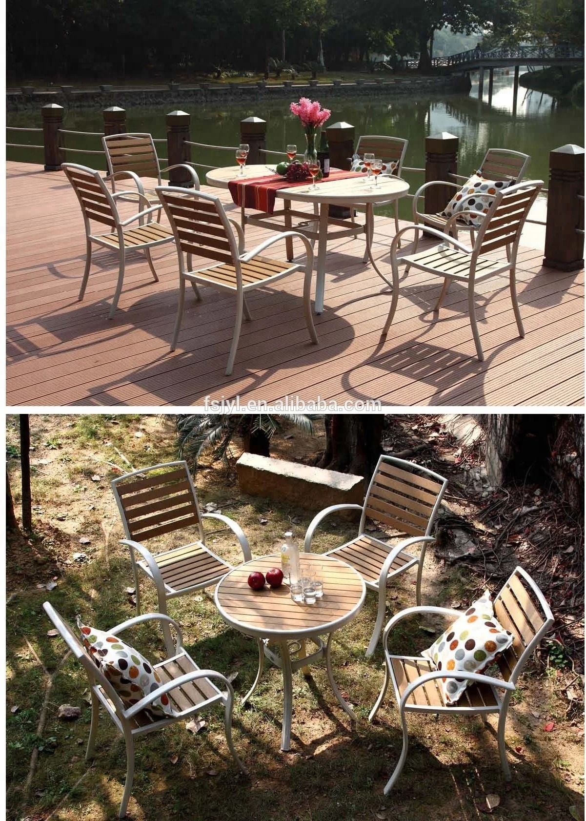 low price aluminum wpc  outdoor chair plastic wood teak garden chair