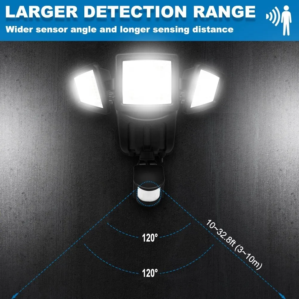 Solar Lights Motion Sensor 188 LED 1000 Lumens Outdoor Sensor Light Weatherproof Triple Dual Head Outdoor