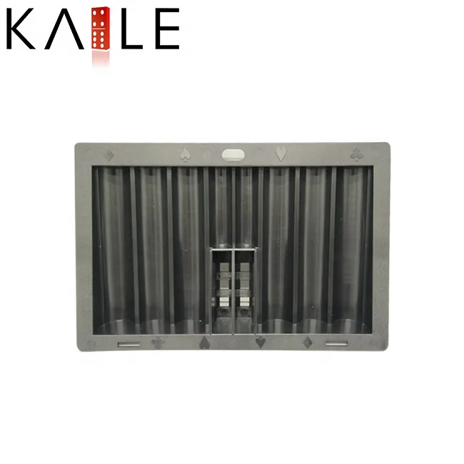 Factory supply 350 abs black insert poker chip tray vertical  8  rows slots for carry casino chip and card on poker table