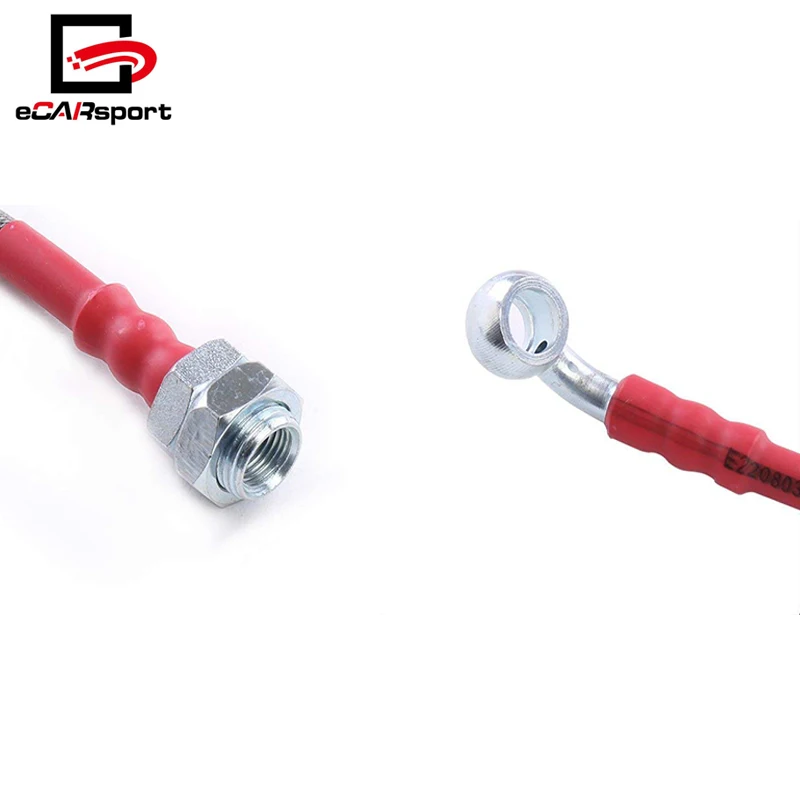 Brake Line for Civic EM2 ES1 ES2 01-05 Front Rear Red End Cap Stainless Steel Braided Hydraulic Oil Brake Cable Hose for Honda
