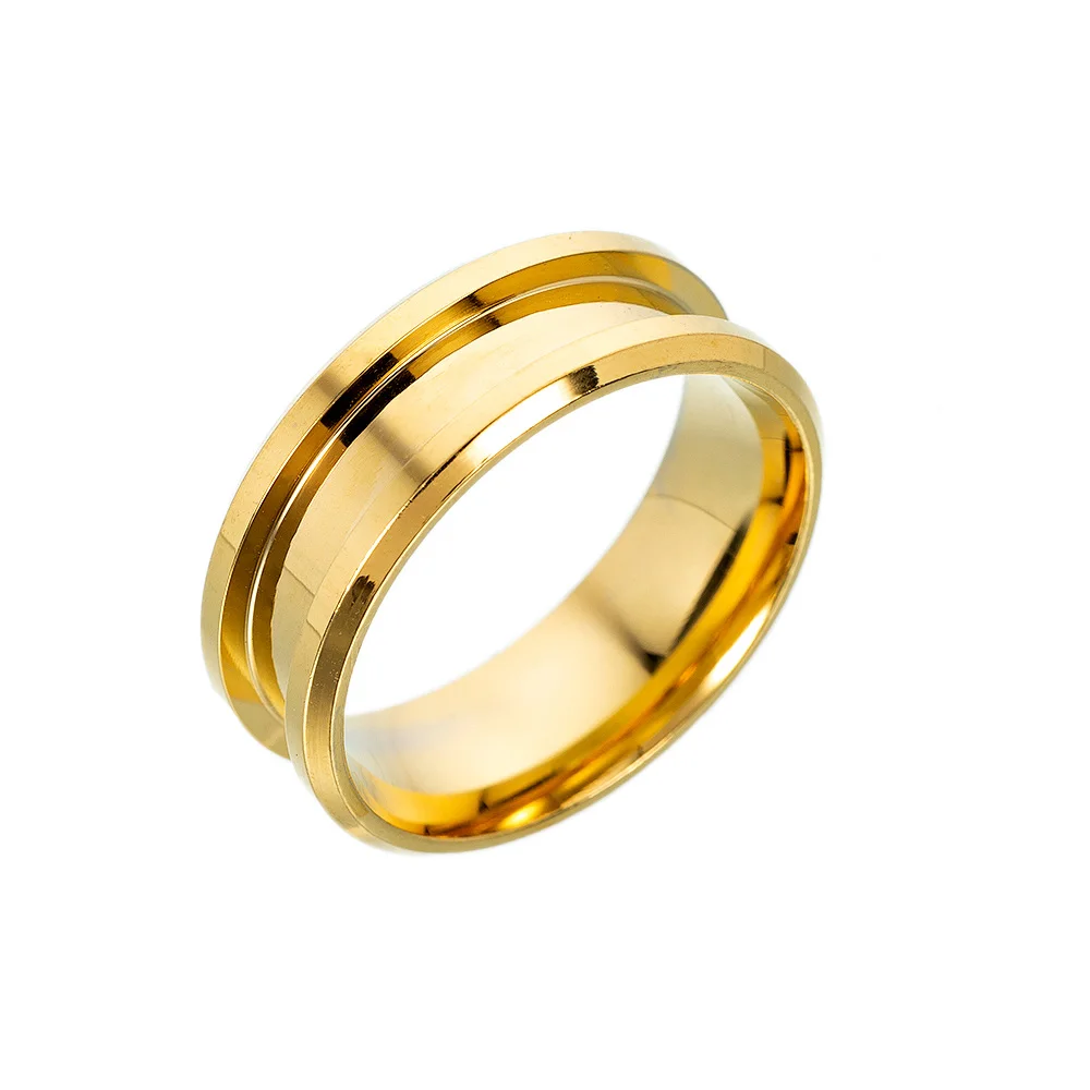 Simple Smooth Mens Alliance Wedding Ring Tungsten Blank Ring For Inlay Jewelry
