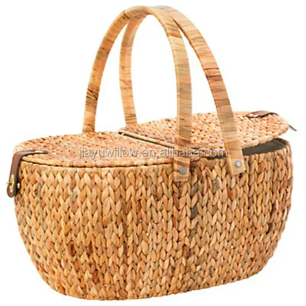 
HOT 100%handmade wicker picnic basket with lid  (60020228027)