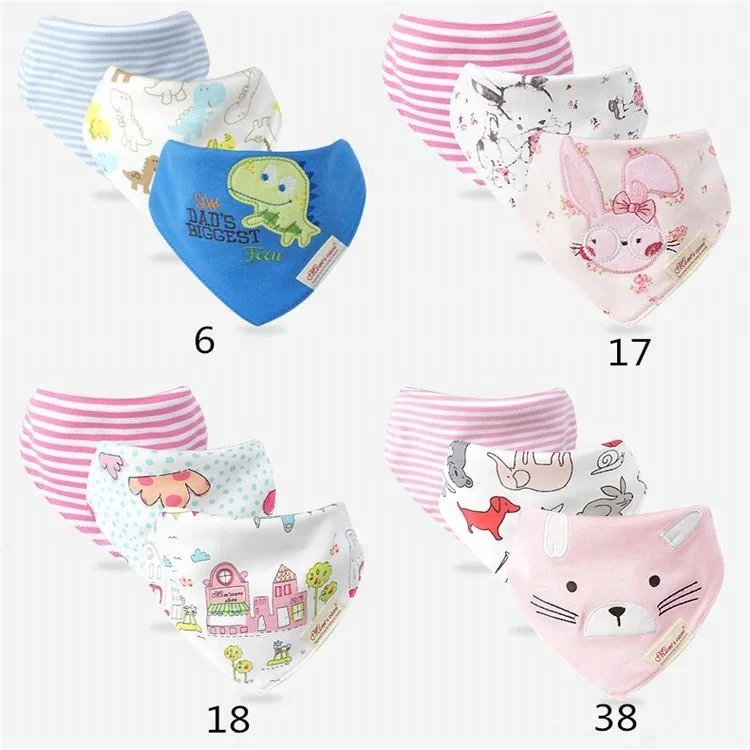 
Fashion design High Quality organic cotton baby bandana bib for Three loaded 