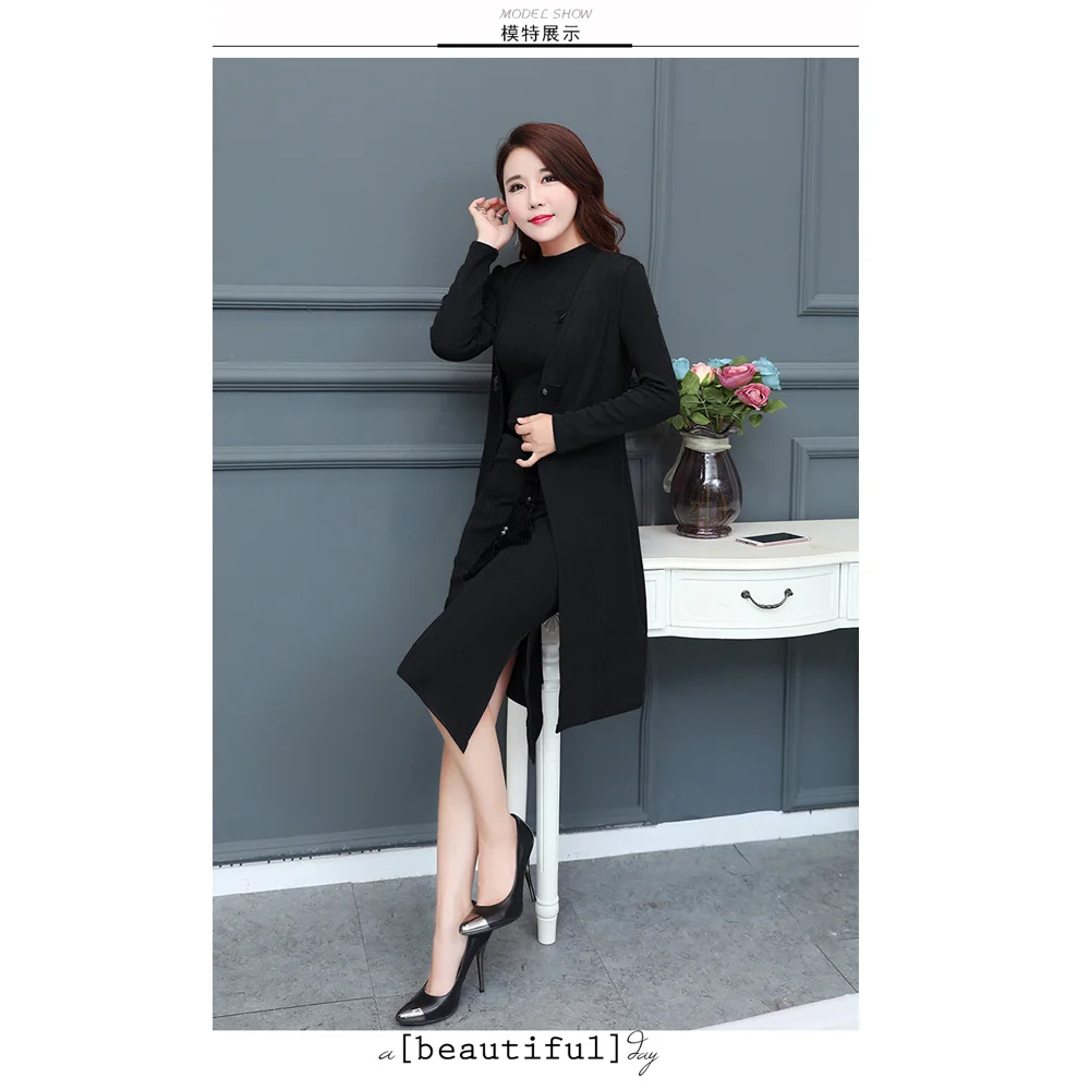 Новый дизайн 2018, тонкое темпераментное женское платье с длинным рукавом, новинка, модный костюм из двух предметов, деловые платья для женщин