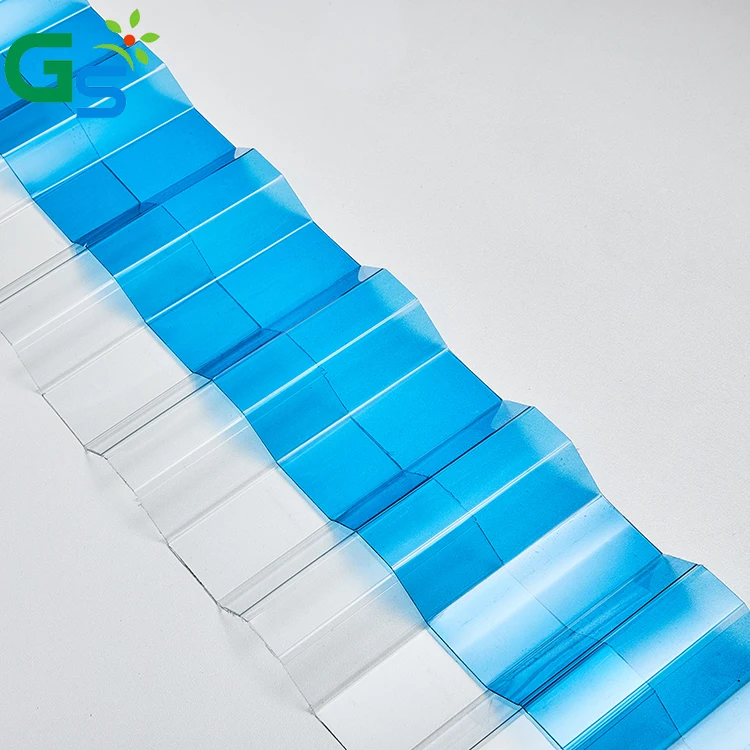 Guansu clear and colored pc corrugated sheet 1150mm width  for vietnam market made from 100% virgin Bayer polycarbonate material