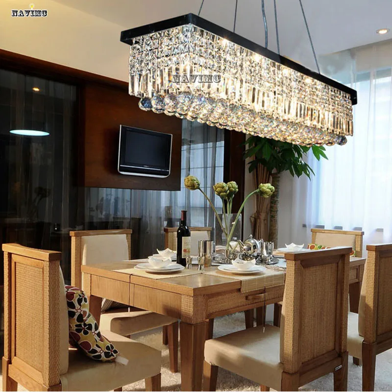 DIY Modern Luxury Crystal Chandelier LED Light Fixture Lamp Square Shape Lutre de Lighting For Dining