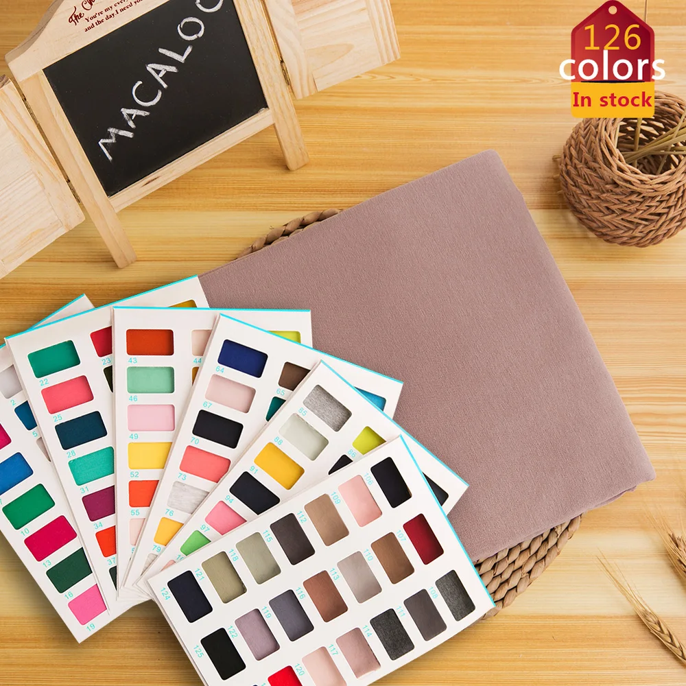 In stock solid knitted single jersey cotton lycra fabric for t shirt