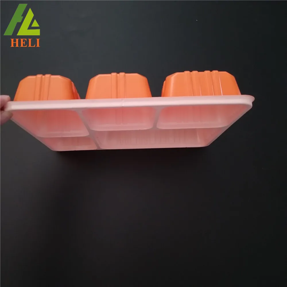 Vacuum Formed Disposable  5 Compartments Blister Plastic Food Trays with Lid
