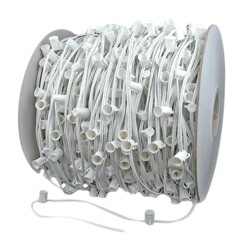1000ft 12 inches Spacing Spt-1 spt-2 18AWG/2 Cords C9 Spool Socket Wire String Lights
