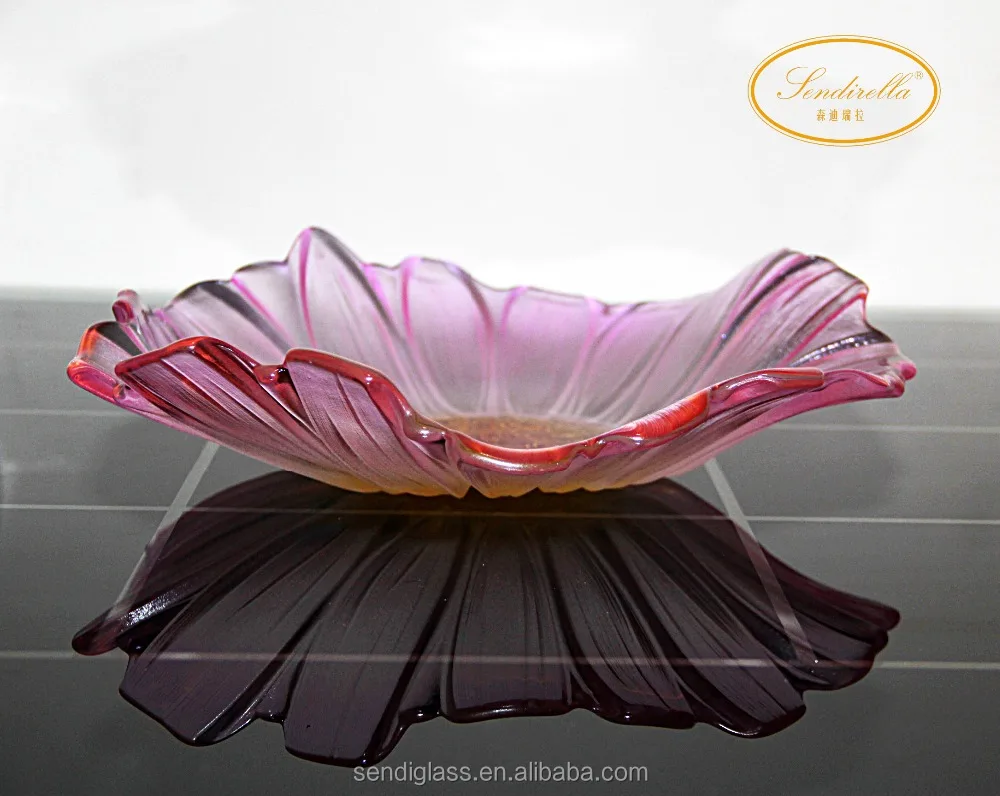 Unique Color Sun Flower Shaped Salad Fruit Candy Glass Bowl / Dish