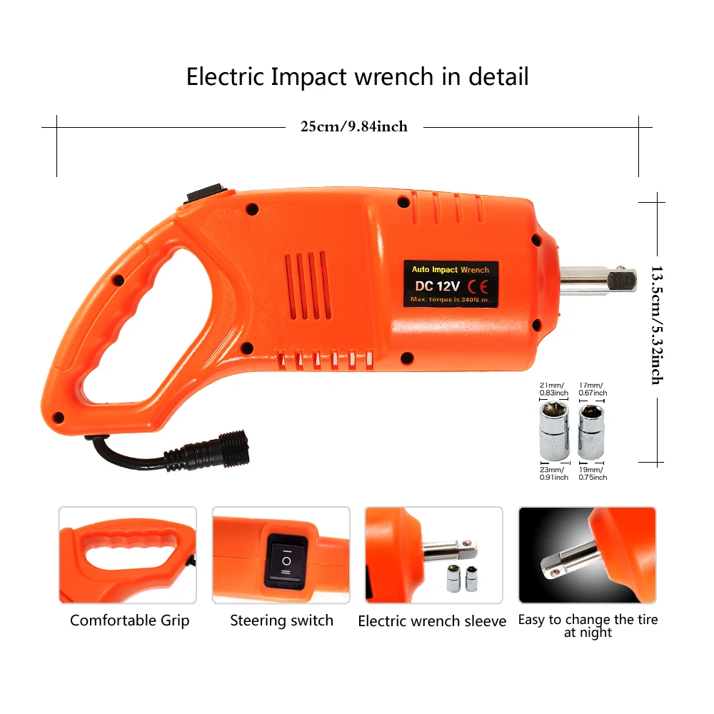 
China supplier different jacks 5 ton easy car 5T 45CM scissor jack & Electric wrench suit 