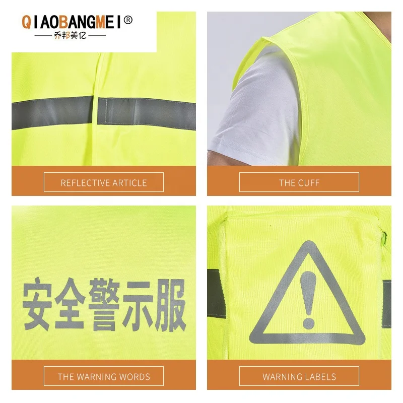 
100% polyester fabric green cheap hi vis workwear reflective vest with pocket for safety 