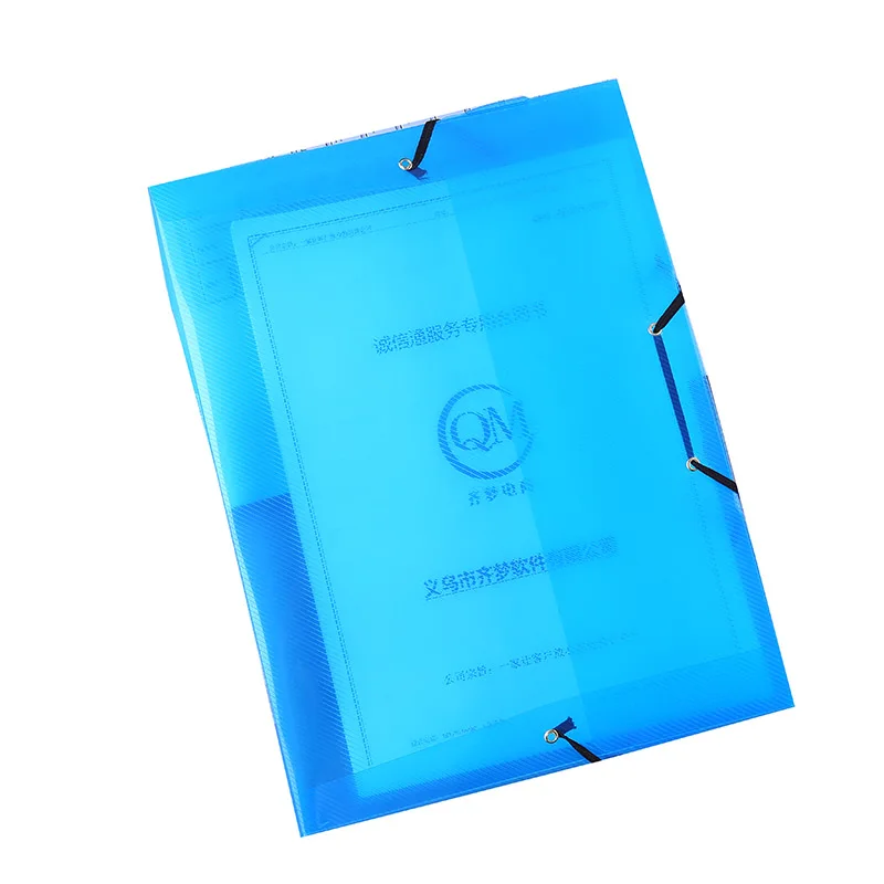 Colorful expanding transparent elastic cord punch hole file folder