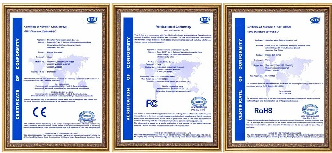 CE FCC RoHS certifications for electric drop bolt lock