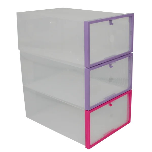 Stackable Clear PP foldable plastic shoe storage box