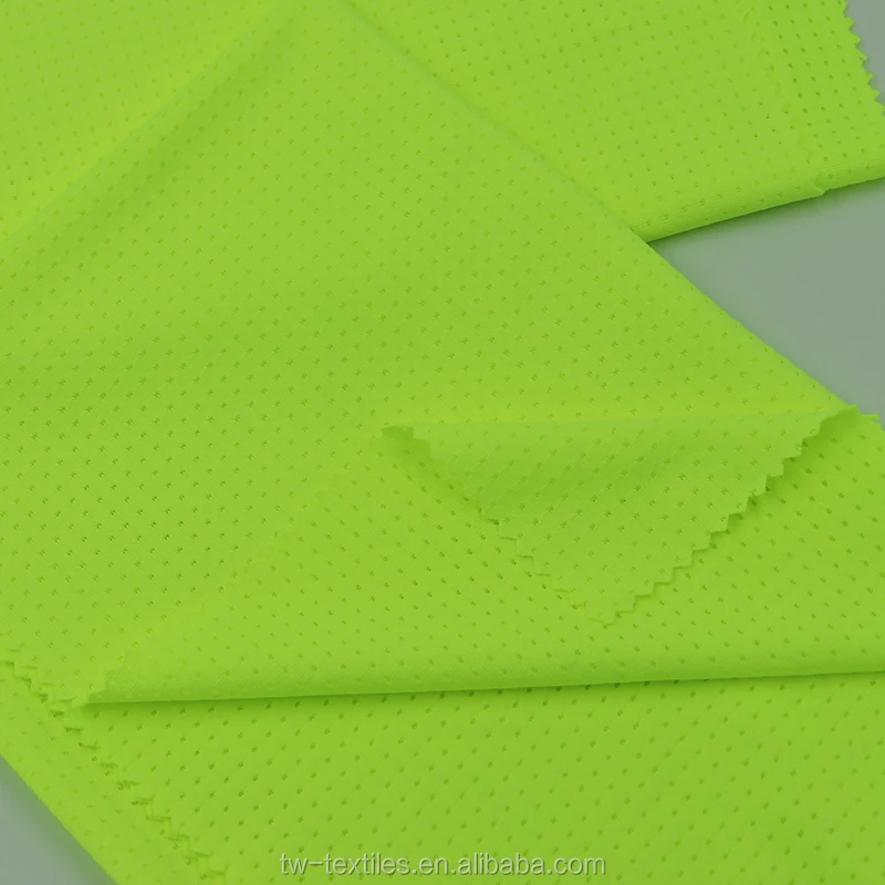 
91% Polyester 9% Spandex Stretch Bird Eye Knit Jacquard Net Mesh Fabric for Soccer Jersey Clothing 