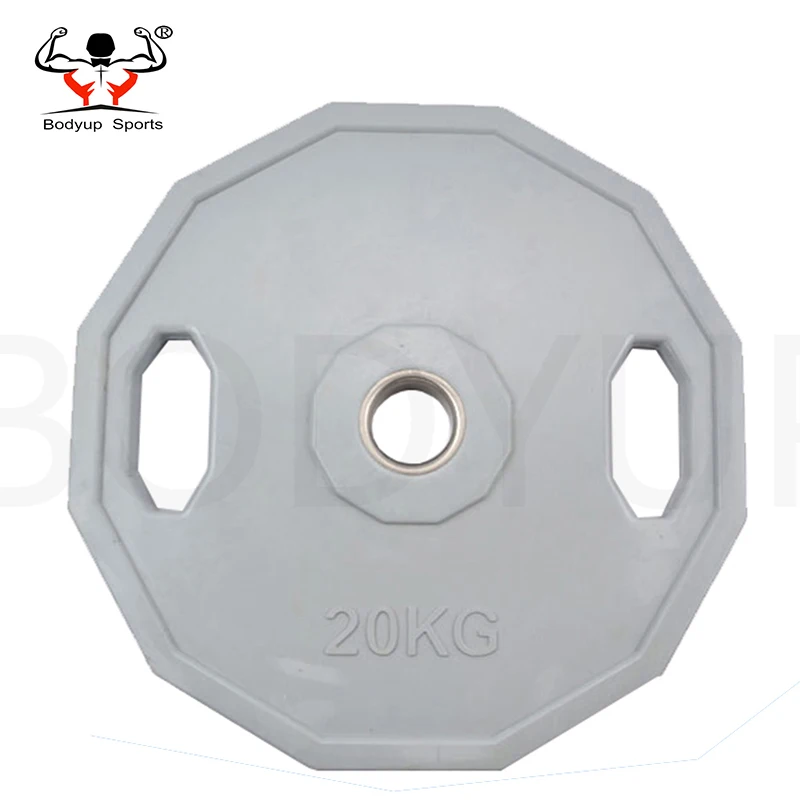 Gym Training Two Grips Rubber Coated Dodecagon Weight Plates